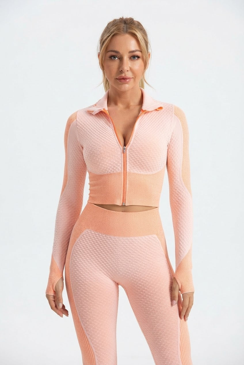 Women's 3-Piece Gym & Yoga Set – High-Waisted Leggings, Sports Bra & Zip Top