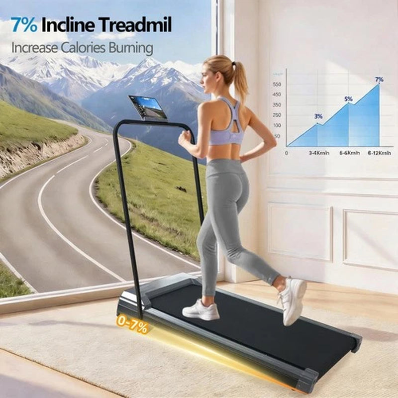 Treadmill Electric Walking Pad Foldable Running Smart Machine + Holder & Incline