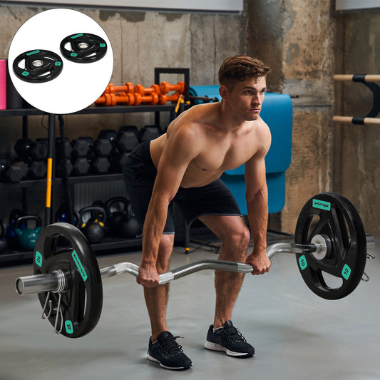 Two 10Kg Olympic Weight Plates, Tri-Grip Barbell Weights Set, with 5Cm Holes