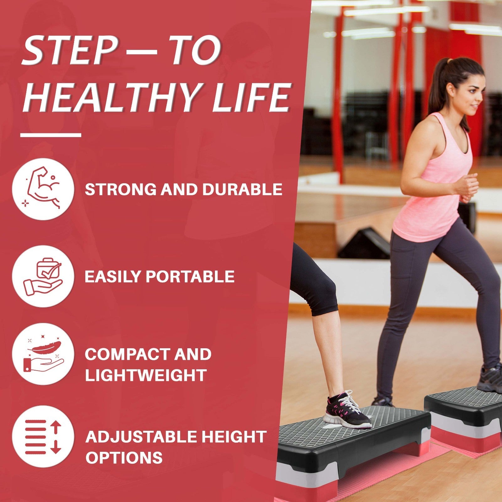 Aerobic Exercise Stepper Durable Non-Slip Mat Adjustable Fitness Yoga Equipment