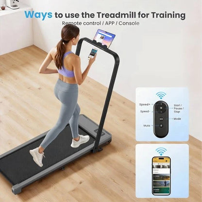 Treadmill Electric Walking Pad Foldable Running Smart Machine + Holder & Incline