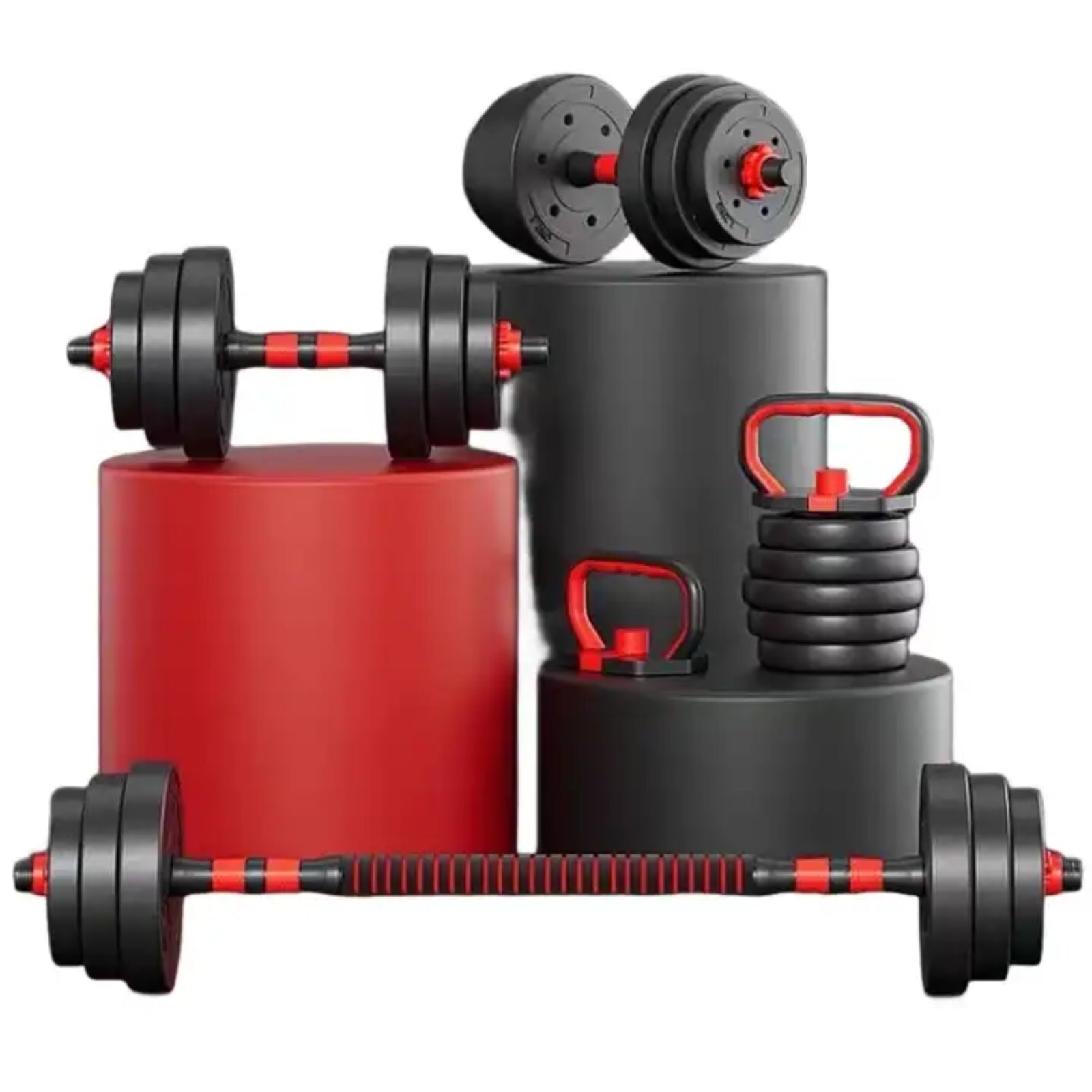 Exersci Adjustable Dumbbell Barbell Weights Set 20-40Kg with Kettlebell Option