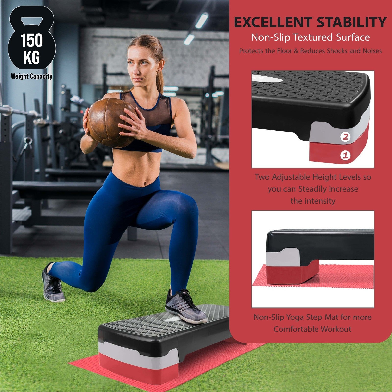 Aerobic Exercise Stepper Durable Non-Slip Mat Adjustable Fitness Yoga Equipment