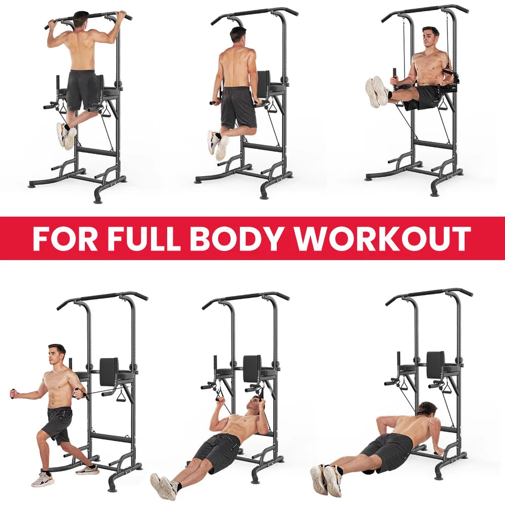 Adjustable Power Tower Pull-Up & Dip Station for Home Training