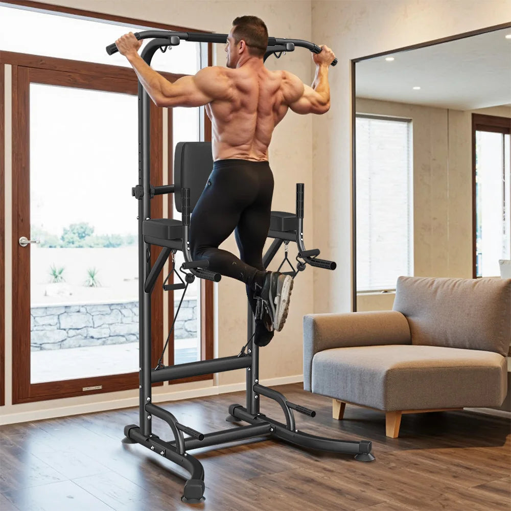 Adjustable Power Tower Pull-Up & Dip Station for Home Training