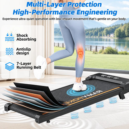 RAMYPOKET Under-Desk Walking Pad with 9% Incline & App Control | 1–8 km/h
