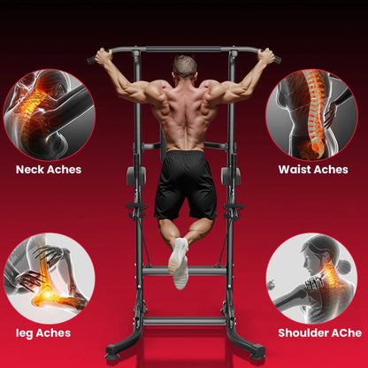 Adjustable Power Tower Pull-Up & Dip Station for Home Training
