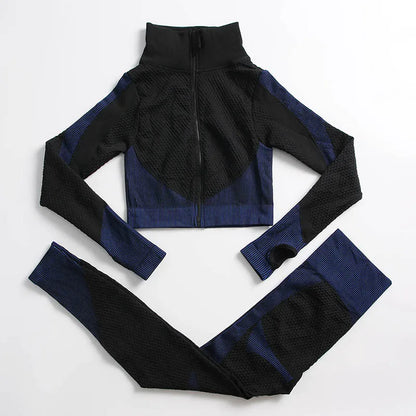 Women's 3-Piece Gym & Yoga Set – High-Waisted Leggings, Sports Bra & Zip Top
