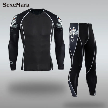 New Men's Thermal Underwear Sets Compression Sport Suit Sweat Quick Drying Thermo Underwear Men Clothing Long Johns Sets