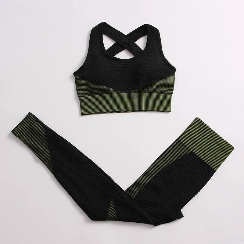Women's 3-Piece Gym & Yoga Set – High-Waisted Leggings, Sports Bra & Zip Top