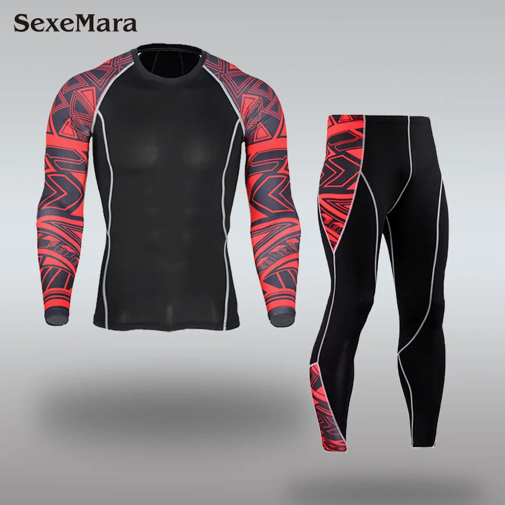 New Men's Thermal Underwear Sets Compression Sport Suit Sweat Quick Drying Thermo Underwear Men Clothing Long Johns Sets
