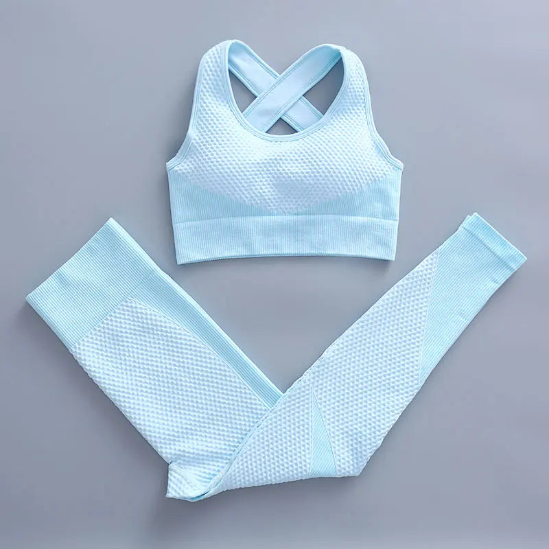 Women's 3-Piece Gym & Yoga Set – High-Waisted Leggings, Sports Bra & Zip Top