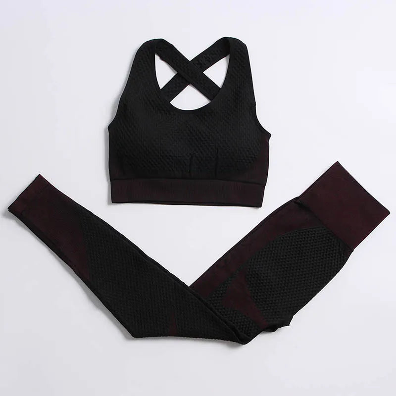 Women's 3-Piece Gym & Yoga Set – High-Waisted Leggings, Sports Bra & Zip Top