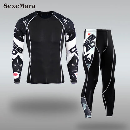 New Men's Thermal Underwear Sets Compression Sport Suit Sweat Quick Drying Thermo Underwear Men Clothing Long Johns Sets
