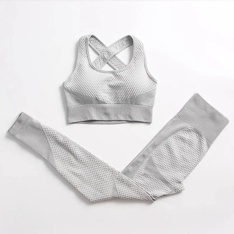 Women's 3-Piece Gym & Yoga Set – High-Waisted Leggings, Sports Bra & Zip Top
