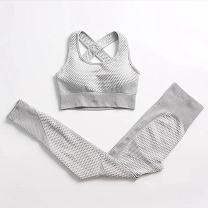 Women's 3-Piece Gym & Yoga Set – High-Waisted Leggings, Sports Bra & Zip Top