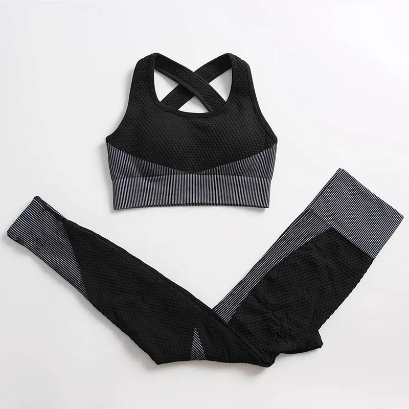 Women's 3-Piece Gym & Yoga Set – High-Waisted Leggings, Sports Bra & Zip Top