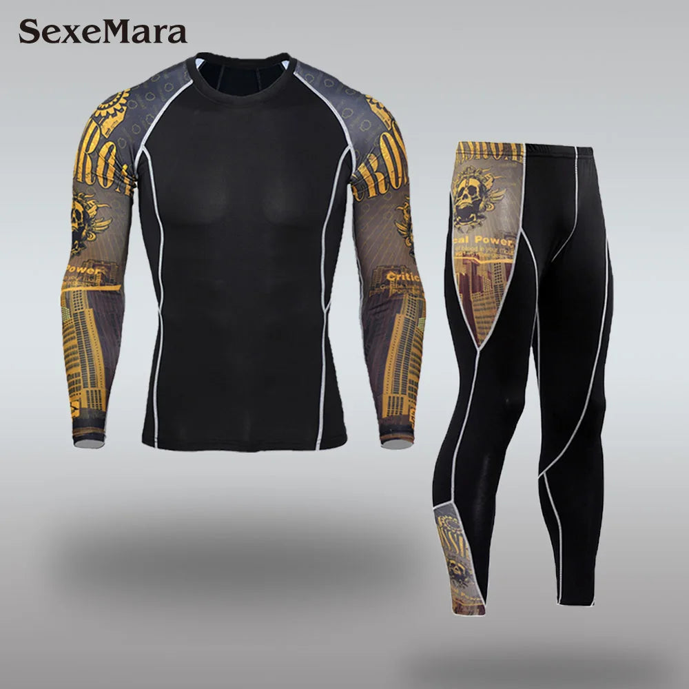 New Men's Thermal Underwear Sets Compression Sport Suit Sweat Quick Drying Thermo Underwear Men Clothing Long Johns Sets