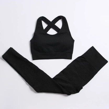 Women's 3-Piece Gym & Yoga Set – High-Waisted Leggings, Sports Bra & Zip Top