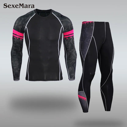 New Men's Thermal Underwear Sets Compression Sport Suit Sweat Quick Drying Thermo Underwear Men Clothing Long Johns Sets
