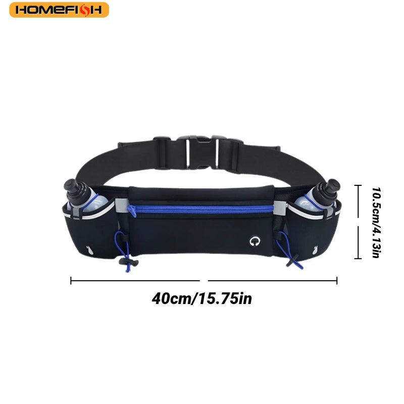 HOMEFISH Man/Woman Marathon Trail Running Waist Pack For Phone Water Bottle Sports Fanny Pack Fitness Dual Pocket Running Belt