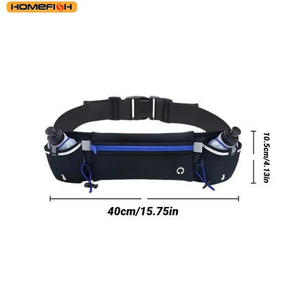 HOMEFISH Man/Woman Marathon Trail Running Waist Pack For Phone Water Bottle Sports Fanny Pack Fitness Dual Pocket Running Belt