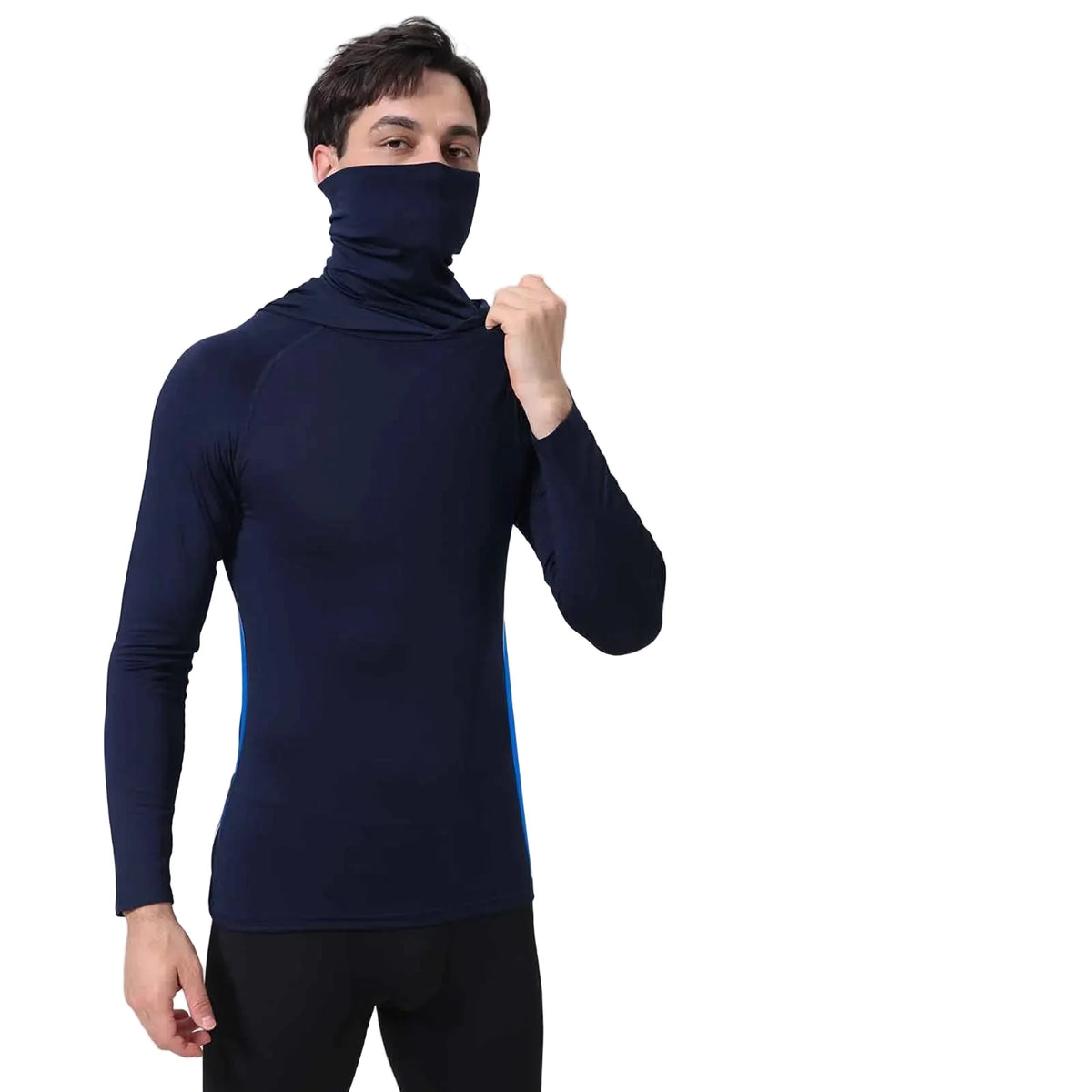 Men's UPF 50+ Sun Protection Hoodie with Built-In Face Mask – Long Sleeve Fishing & Outdoor Top