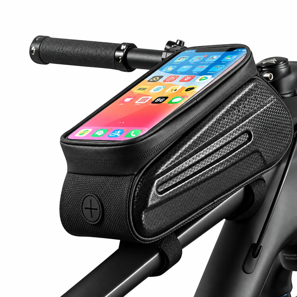 WEST BIKING Waterproof Bike Frame Bag with Phone Holder, Fits Phones up to 7 Inches
