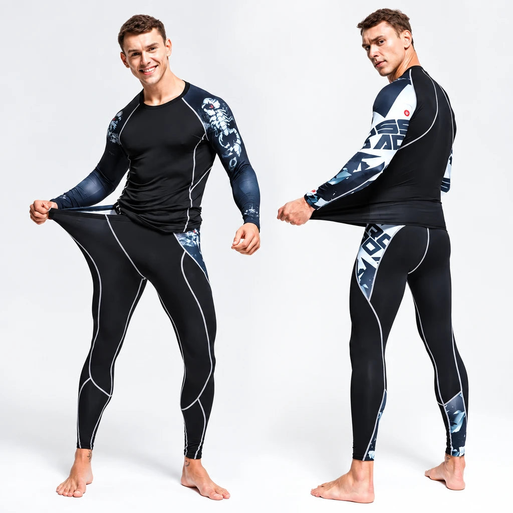 New Men's Thermal Underwear Sets Compression Sport Suit Sweat Quick Drying Thermo Underwear Men Clothing Long Johns Sets