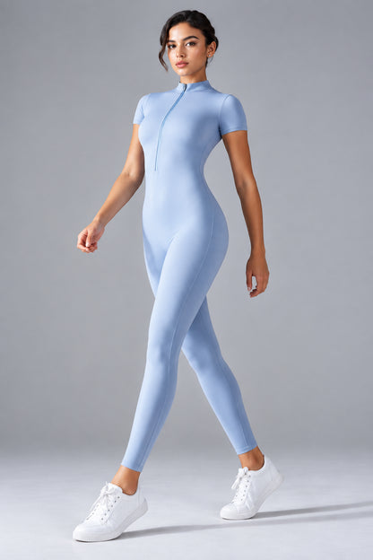 Women’s Zip-Up Fitness Jumpsuit – Sculpting Yoga & Gym Bodysuit