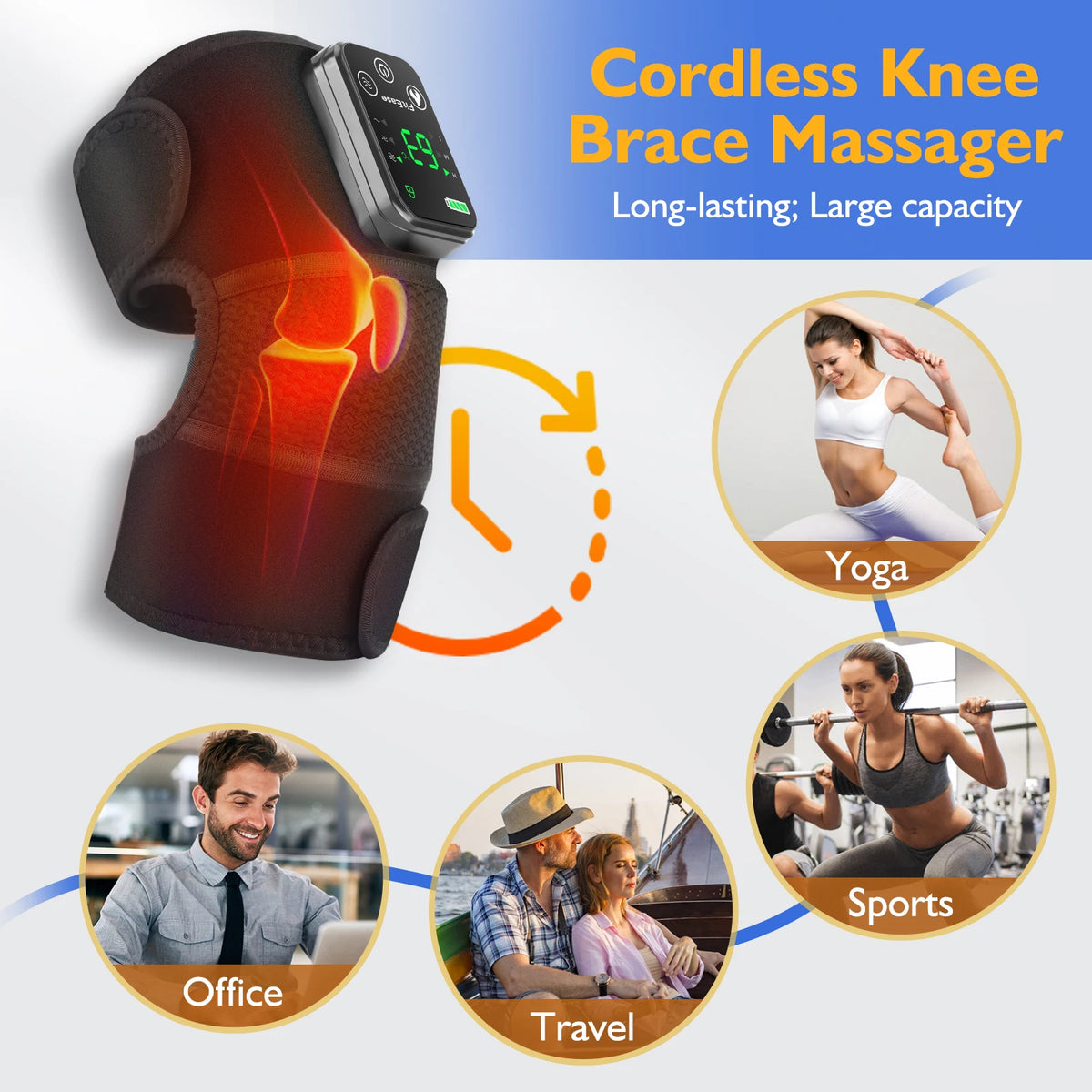 Rechargeable Heated Knee Massager with Vibration | Knee, Elbow & Shoulder