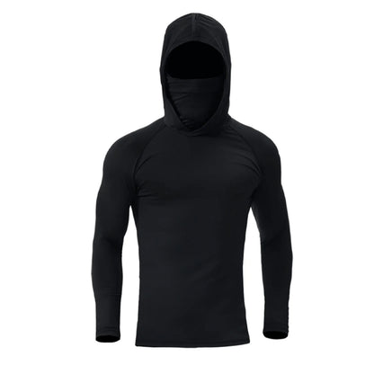 Men's UPF 50+ Sun Protection Hoodie with Built-In Face Mask – Long Sleeve Fishing & Outdoor Top