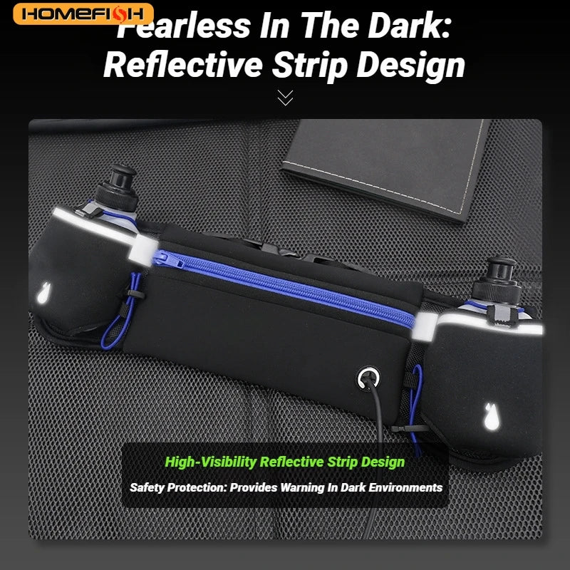 HOMEFISH Man/Woman Marathon Trail Running Waist Pack For Phone Water Bottle Sports Fanny Pack Fitness Dual Pocket Running Belt