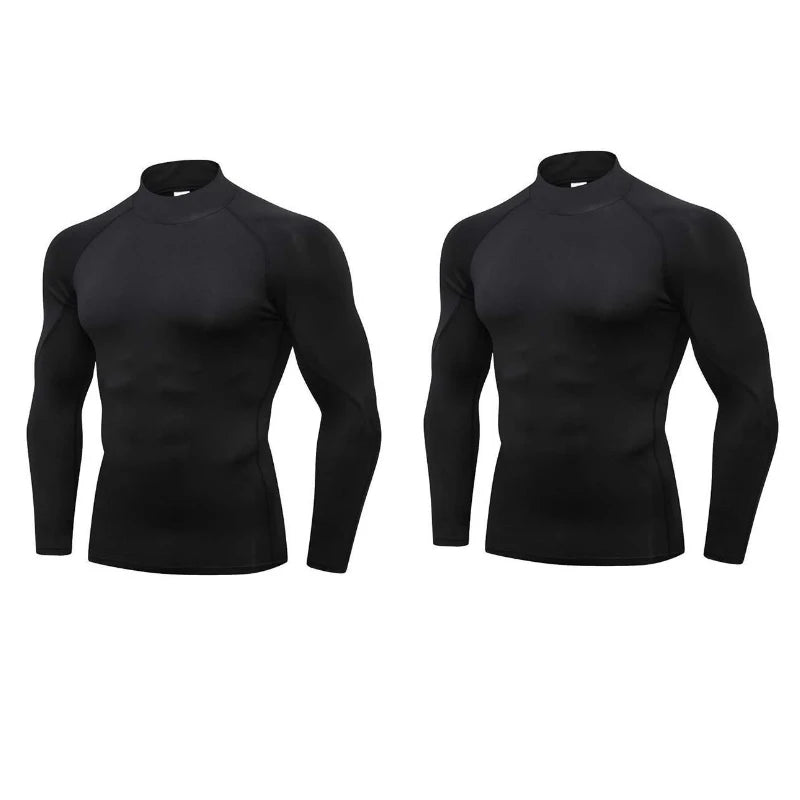 2-Pack Men’s Compression Shirts – Long Sleeve Quick-Dry Gym & Running Tops