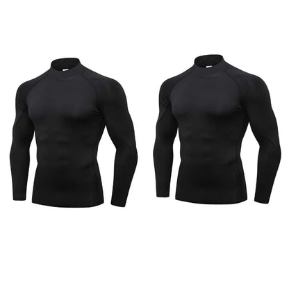 2-Pack Men’s Compression Shirts – Long Sleeve Quick-Dry Gym & Running Tops