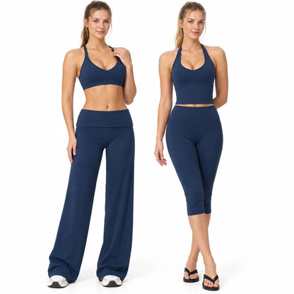 Women's Fitness Set Gym Tracksuit Breathable Sports Bra Flared Trousers Suit Workout Clothing Sportswear Female Athletic Wear