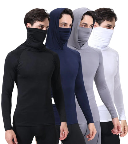 Men's UPF 50+ Sun Protection Hoodie with Built-In Face Mask – Long Sleeve Fishing & Outdoor Top