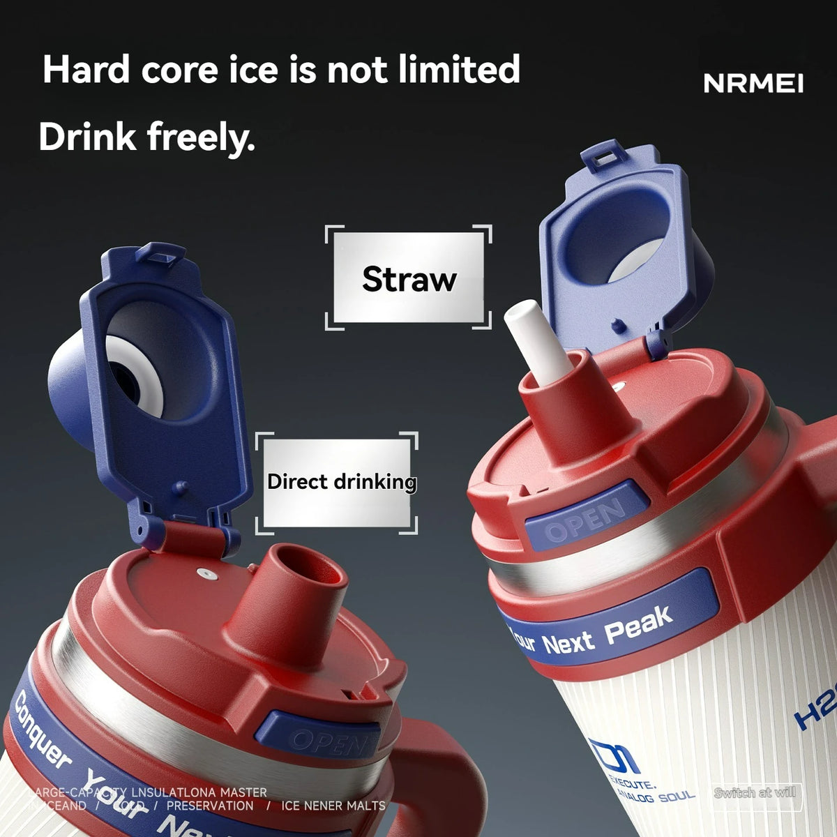 1.25L Insulated Stainless Steel Tumbler with Straw & Handle