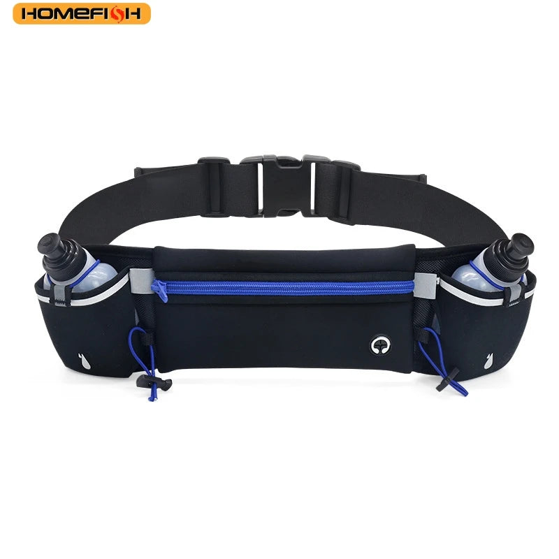 HOMEFISH Man/Woman Marathon Trail Running Waist Pack For Phone Water Bottle Sports Fanny Pack Fitness Dual Pocket Running Belt