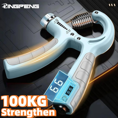Adjustable Hand Grip Strengthener (10-100kg) – Forearm & Wrist Trainer with Rep Counter