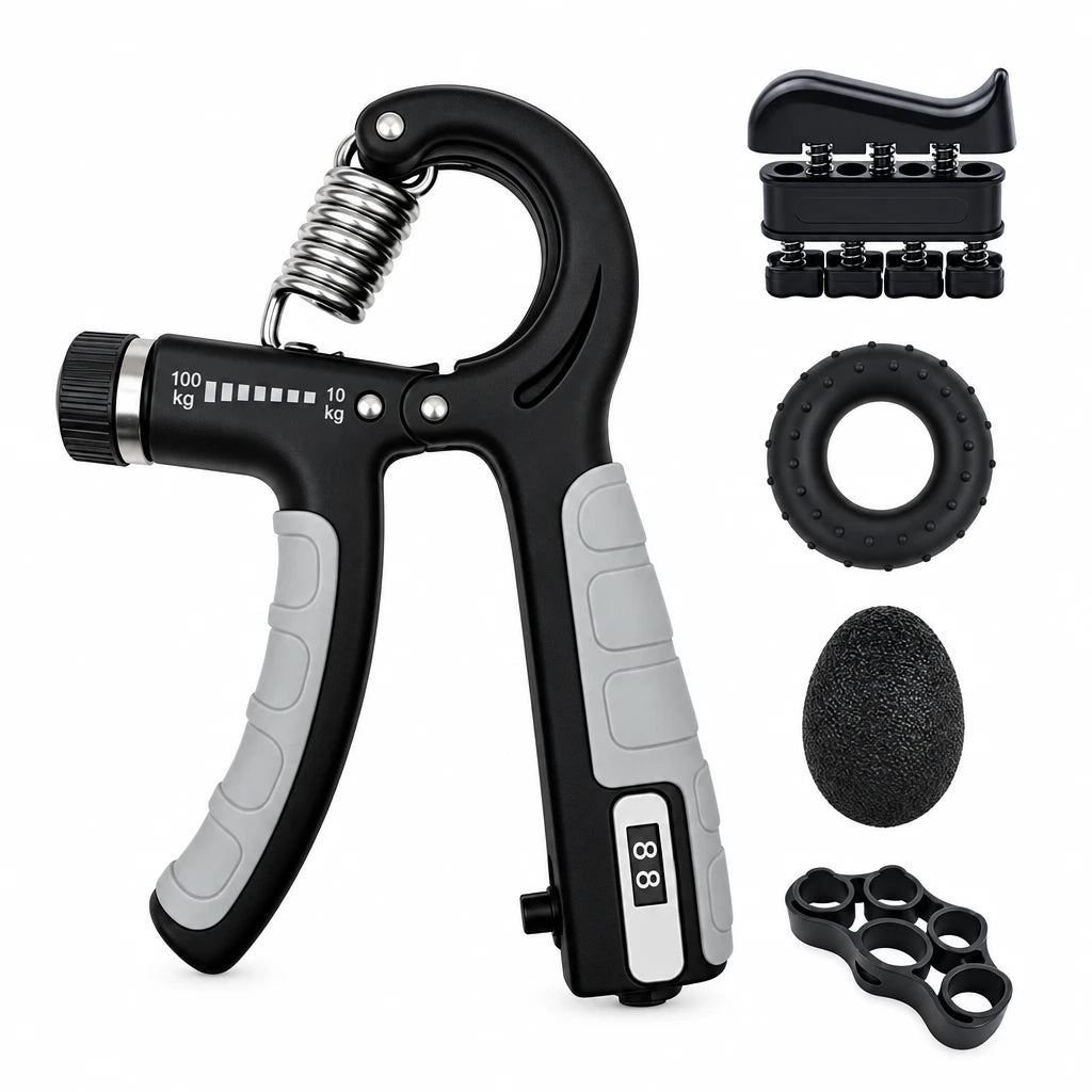 Adjustable Hand Grip Strengthener (10-100kg) – Forearm & Wrist Trainer with Rep Counter