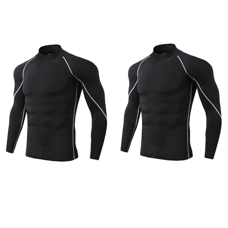 2-Pack Men’s Compression Shirts – Long Sleeve Quick-Dry Gym & Running Tops
