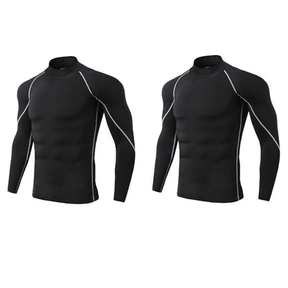 2-Pack Men’s Compression Shirts – Long Sleeve Quick-Dry Gym & Running Tops
