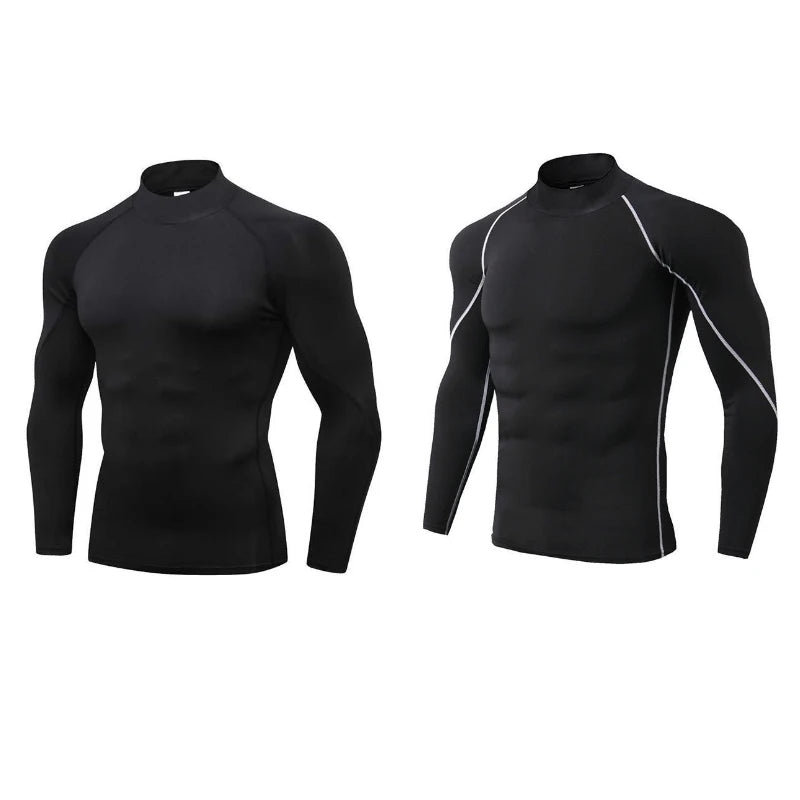 2-Pack Men’s Compression Shirts – Long Sleeve Quick-Dry Gym & Running Tops