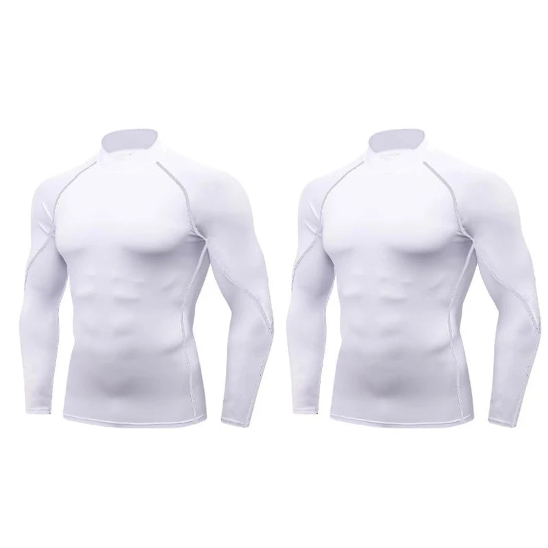 2-Pack Men’s Compression Shirts – Long Sleeve Quick-Dry Gym & Running Tops