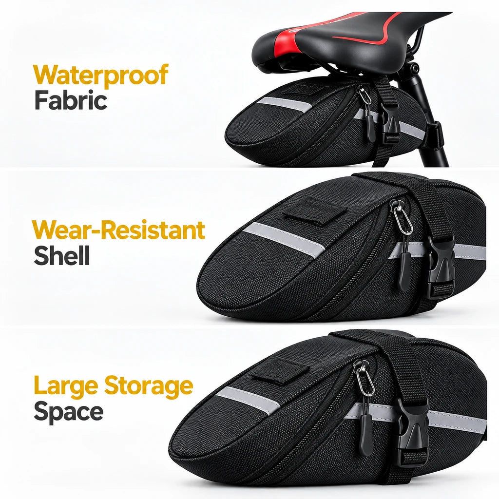 Waterproof Bike Seat Bag – Under-Saddle Storage with Reflective Strip