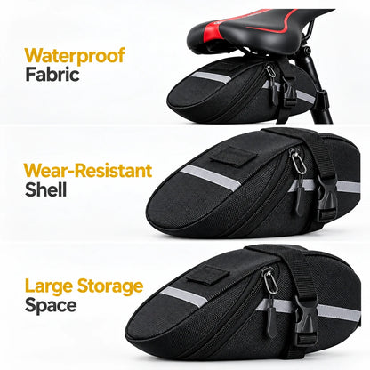 Waterproof Bike Seat Bag – Under-Saddle Storage with Reflective Strip