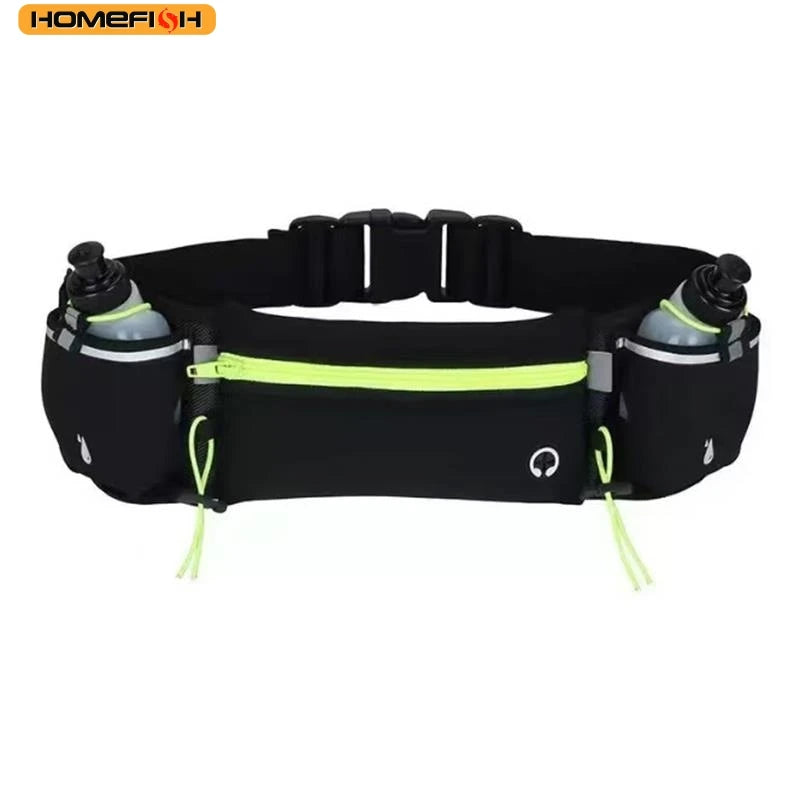 HOMEFISH Man/Woman Marathon Trail Running Waist Pack For Phone Water Bottle Sports Fanny Pack Fitness Dual Pocket Running Belt