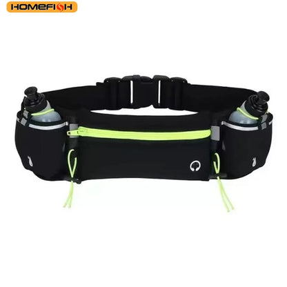 HOMEFISH Man/Woman Marathon Trail Running Waist Pack For Phone Water Bottle Sports Fanny Pack Fitness Dual Pocket Running Belt