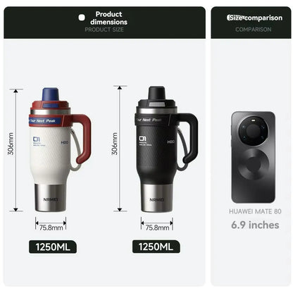 1.25L Insulated Stainless Steel Tumbler with Straw & Handle